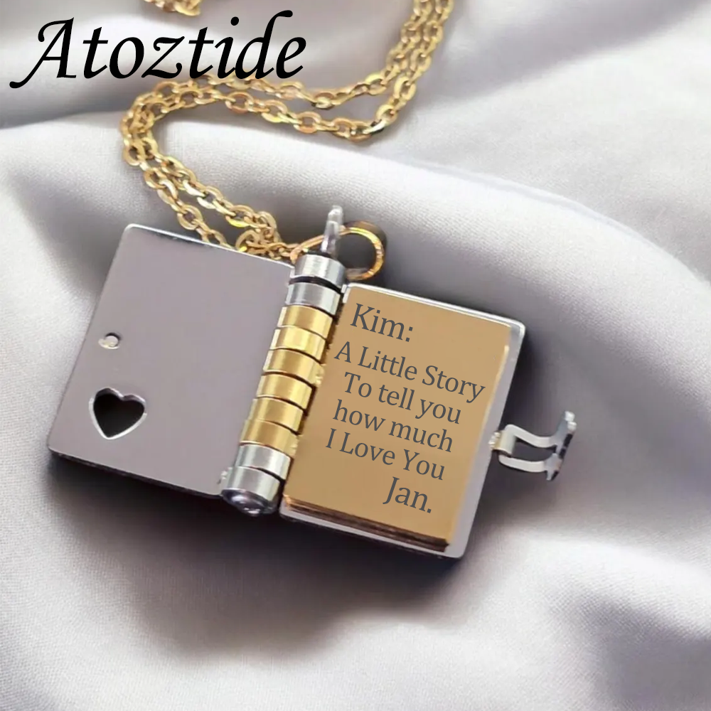 Jewelry Making Journal - Atoztide Engrave Petite Book Locket Necklace
