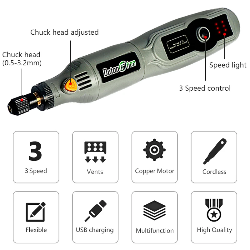 USB Cordless 3 Speed Mini Dril – Jewelry Making Workshop recenzja i cena